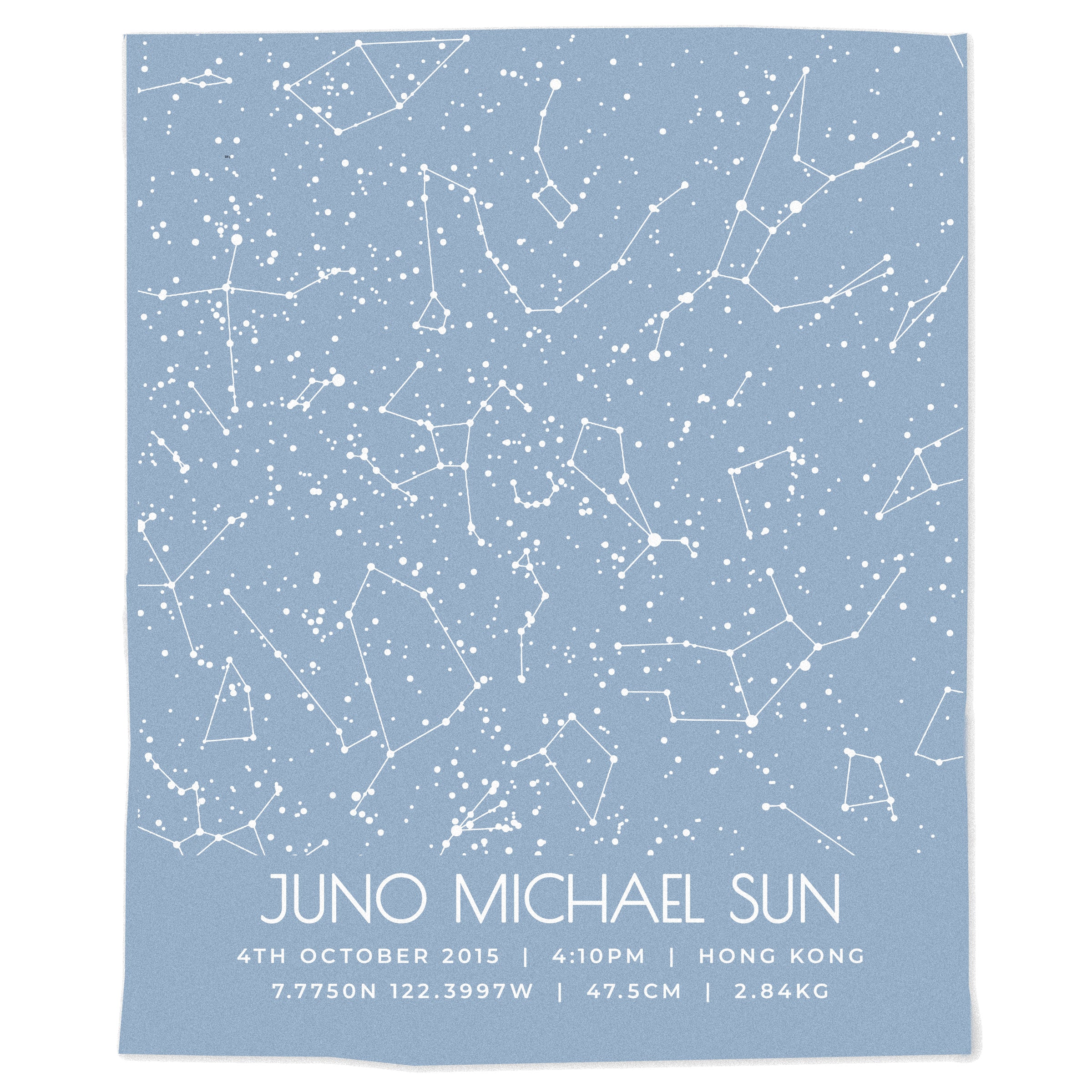 Star Map Birth Announcement Blanket