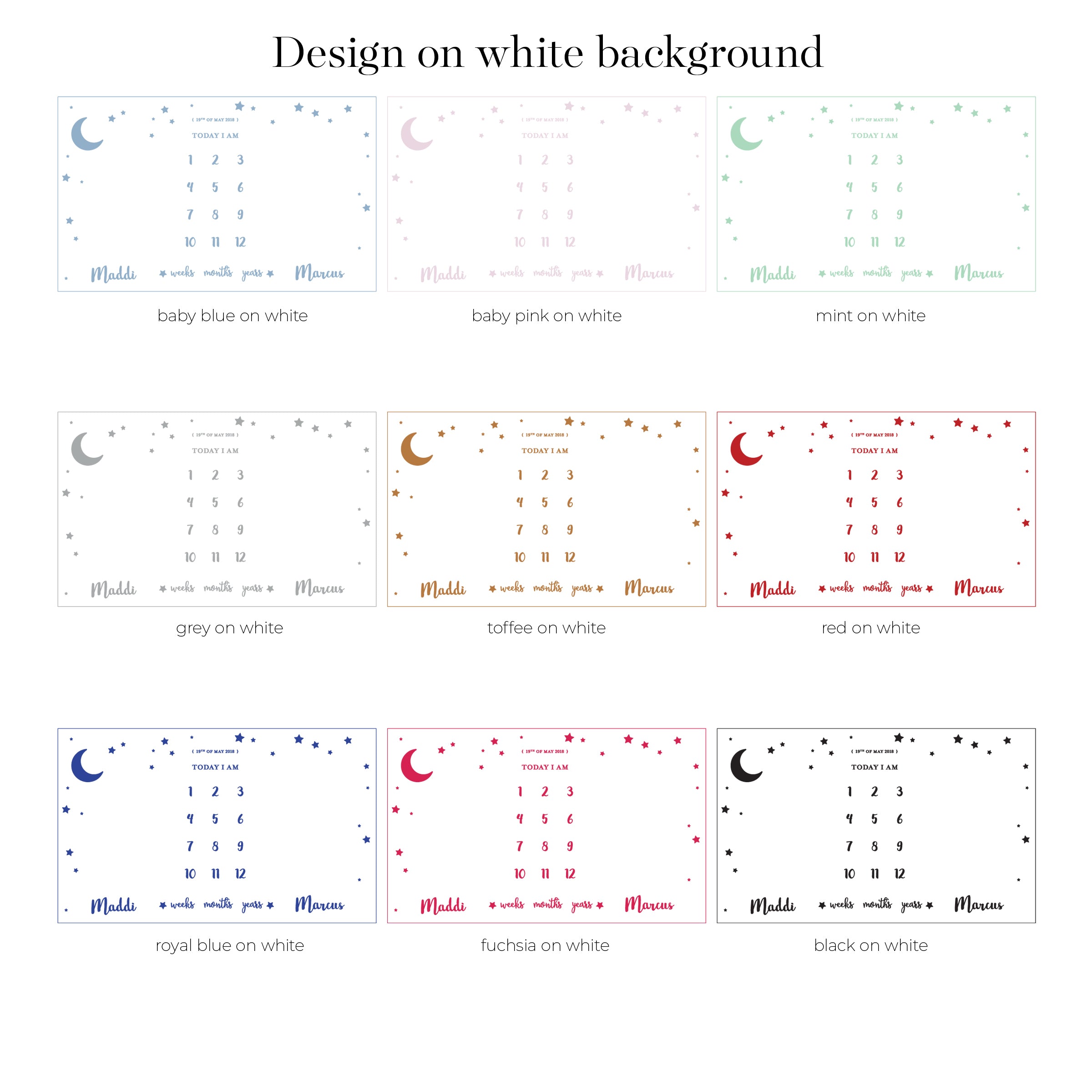 Moon & Stars Twins Milestone Blanket