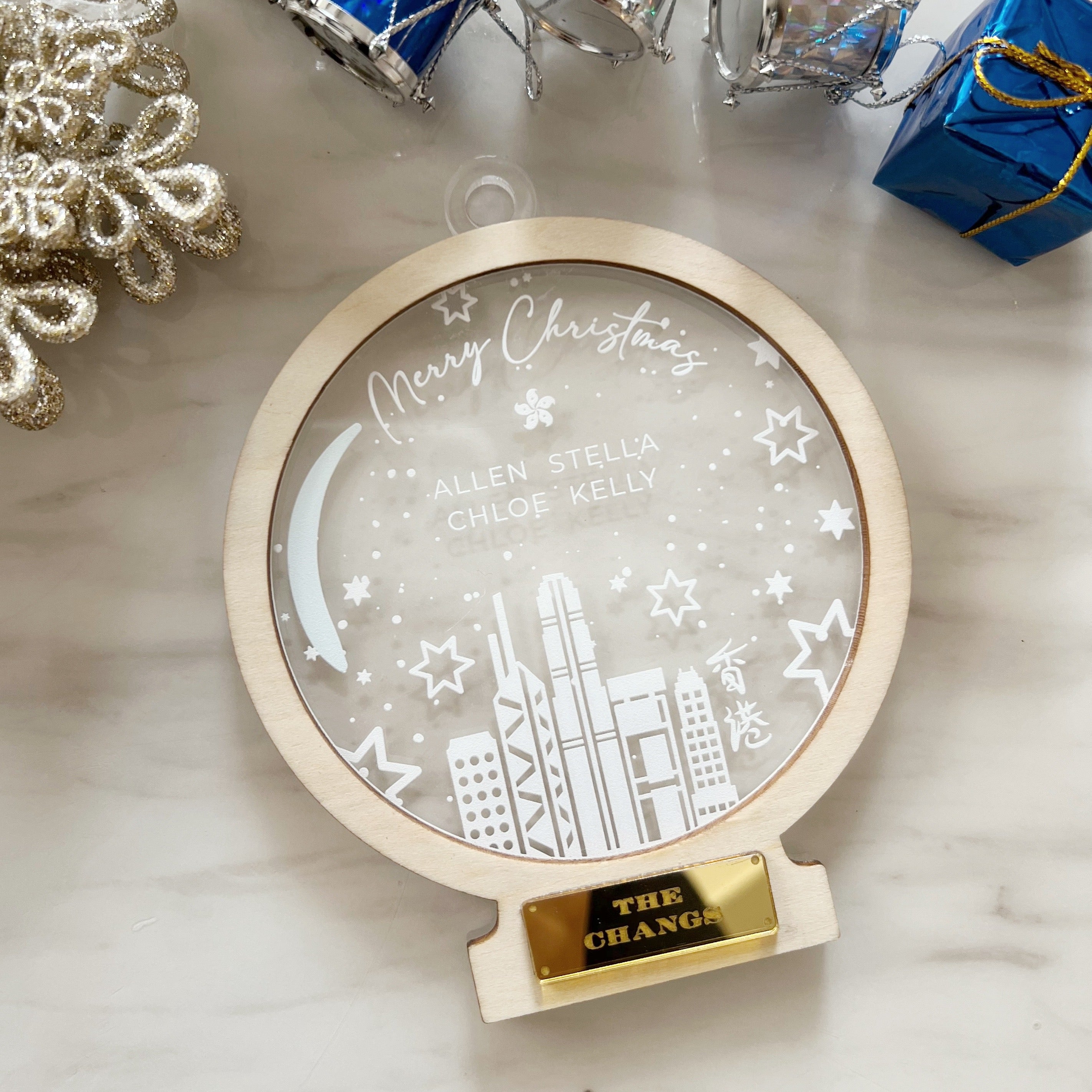 Hong Kong Snowglobe Family Ornament