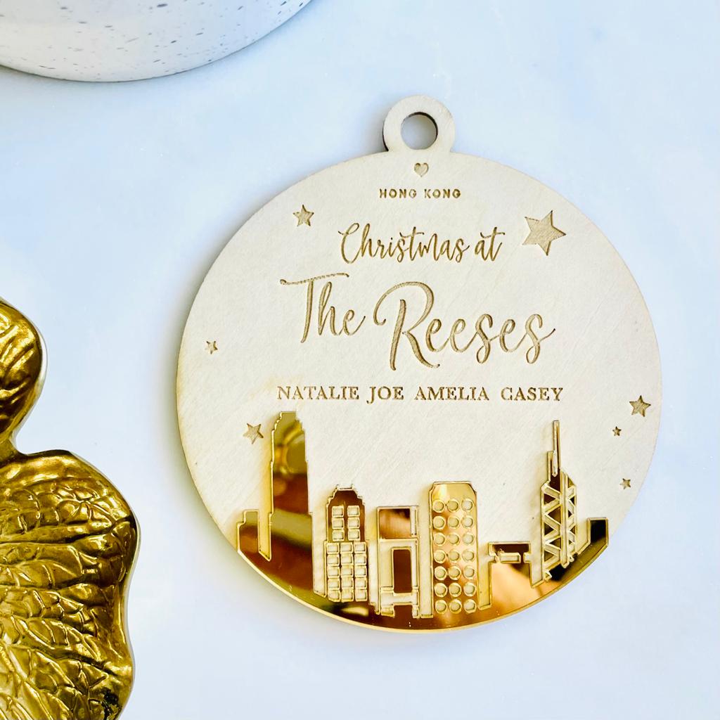 Hong Kong Skyline Family Ornament