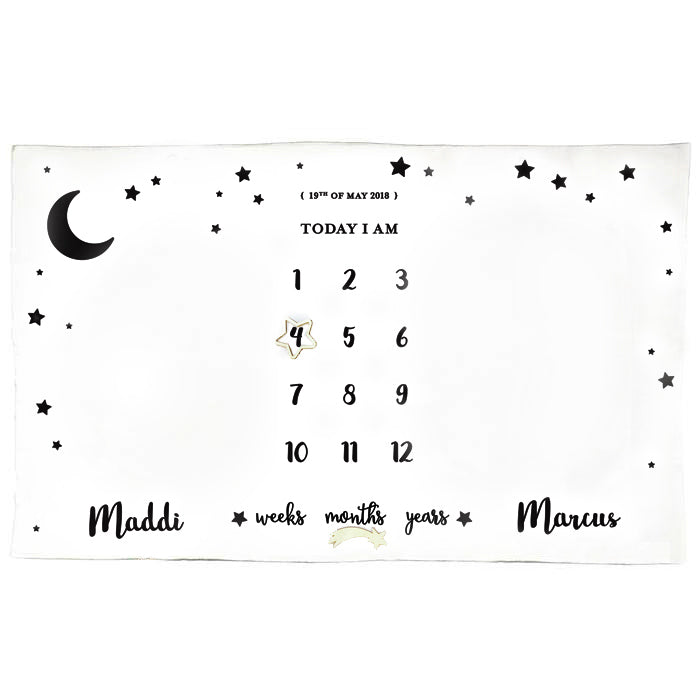 Moon & Stars Twins Milestone Blanket