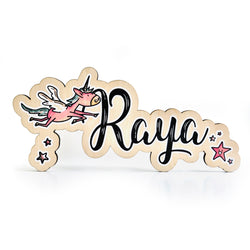 Flying Unicorn Colored Name Sign
