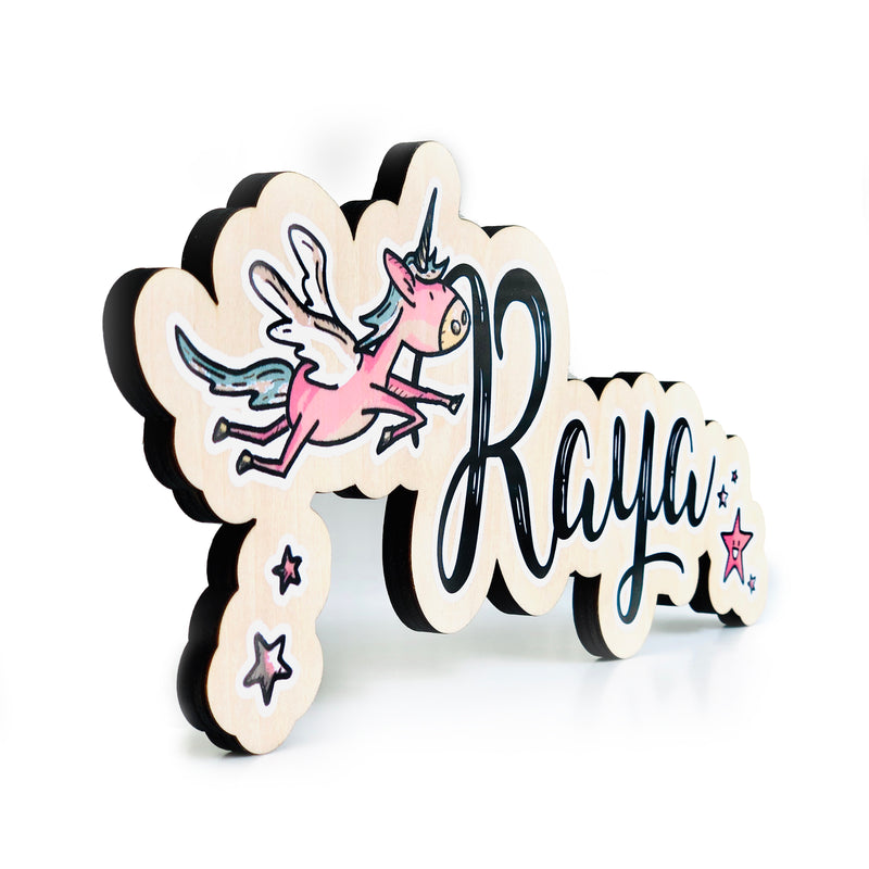 Flying Unicorn Colored Name Sign
