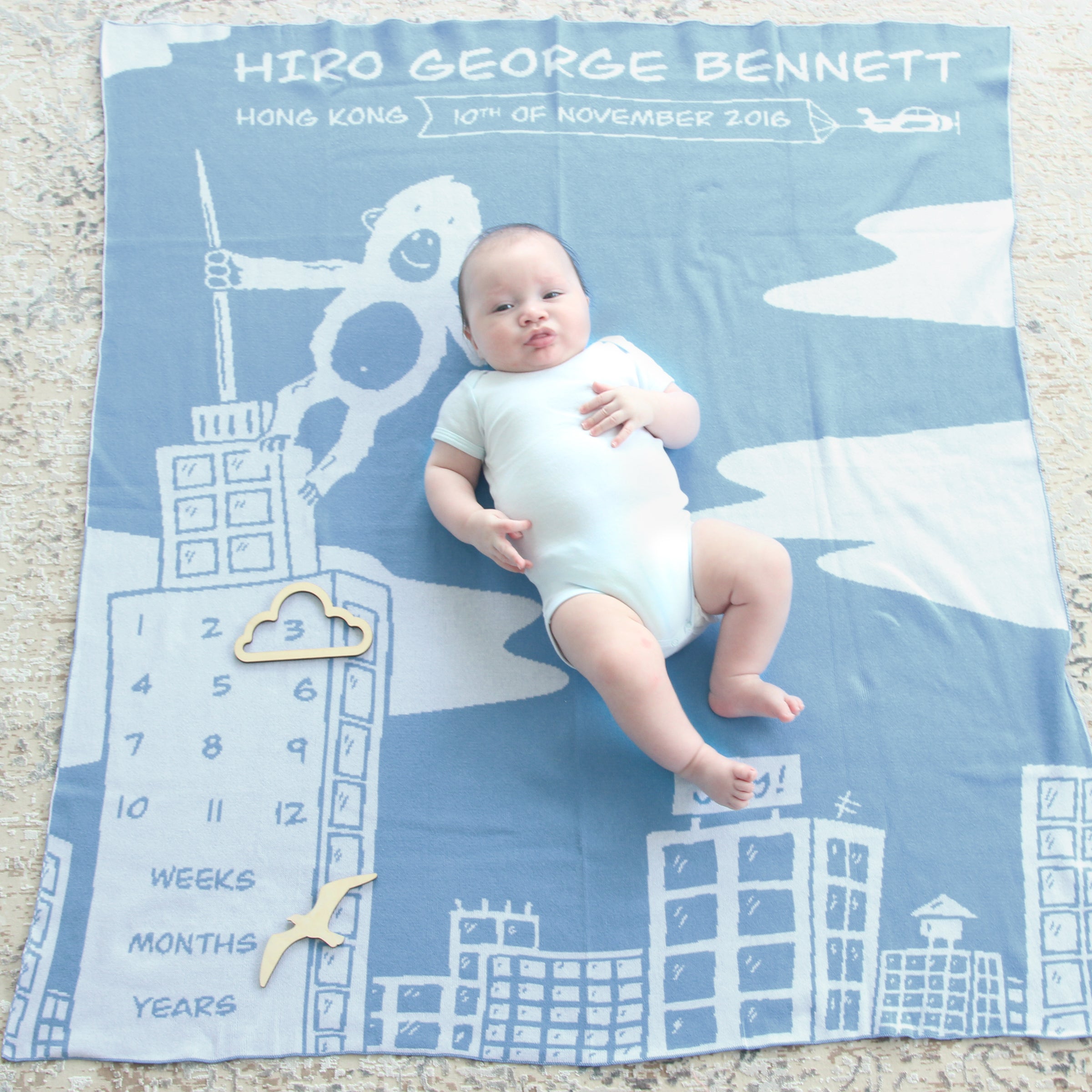 Hello Kong Milestone Blanket